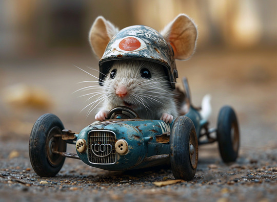 mouse in racing car